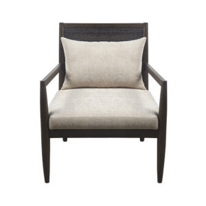Handcrafted Seagrass Back Armchair with Removable Seat Cushion and Back Pillow