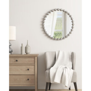 Beaded Round Wall Mirror 27"D