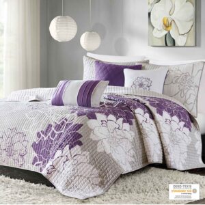 6 Piece Printed Cotton Quilt Set with Throw Pillows