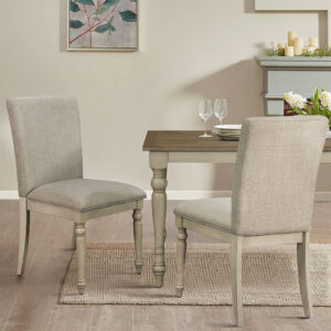 Upholstered Dining Chair with Turned Wood Legs Set of 2