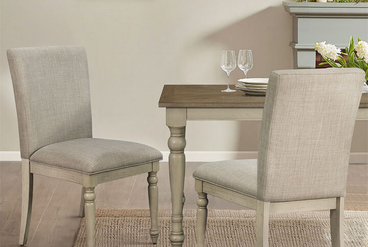 Upholstered Dining Chair with Turned Wood Legs Set of 2