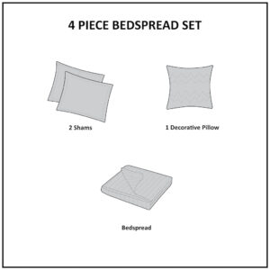 4 Piece Cotton Reversible Tailored  Bedspread  Set