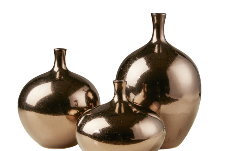 Mirrored Ceramic Decorative Vases 3-piece set