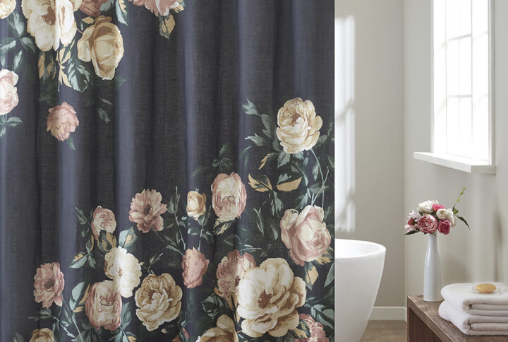 Cotton Floral Printed Shower Curtain