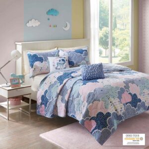 Reversible Cotton Quilt Set with Throw Pillows