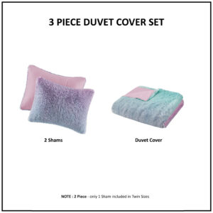 Ombre Shaggy Faux Fur Duvet Cover Set