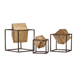 Gold Cubes 3-piece Tabletop Decor Set