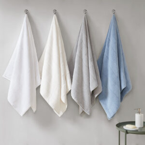 Textured Solid Stripe 600GSM Cotton Antimicrobial Bath Towel 6PC Set