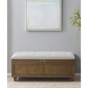 Wood and Upholstered Soft Close Storage Bench