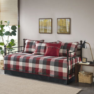 6 Piece Reversible Plaid Daybed Cover Set