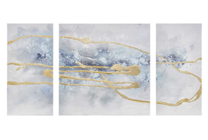 Hand Embellished with Glitter and Gold Foil Triptych 3-piece Canvas Wall Art Set