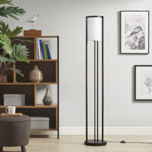 Metal Floor Lamp with Glass Cylinder Shade