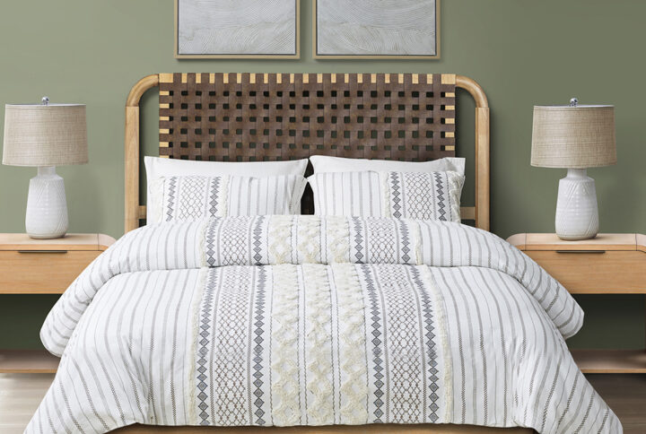 Woven Faux Leather Bed Queen
