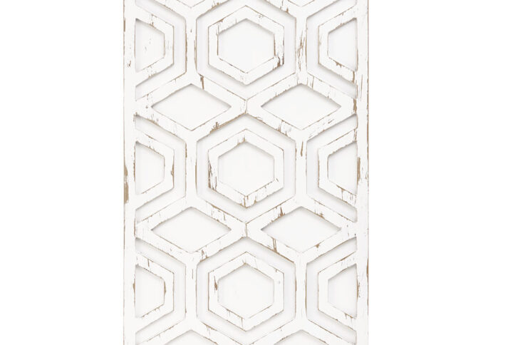 Ivory Geometric Carved Wood Wall Decor