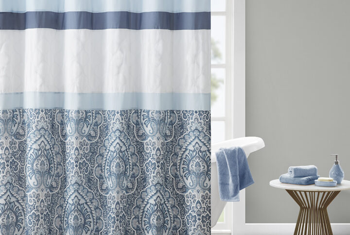 Printed and Embroidered Shower Curtain