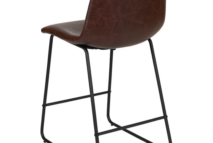 Take your dining room table chairs up a notch with these comfortable dining stools. Bucket stools are shaped to provide proper back support while dining and socializing. The neutral two-tone brown color is an ideal choice to fit with the color scheme within any home. The footrest provides your feet with a convenient resting position that supports your posture