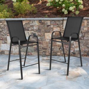 while the arms relieve pressure from your upper body. Place these patio stools around your outdoor bar while you wait for a drink or the food to come off the grill. Whether you have a backyard with a pool or green space these outdoor barstools will add attractive seating for your family and guests to enjoy.