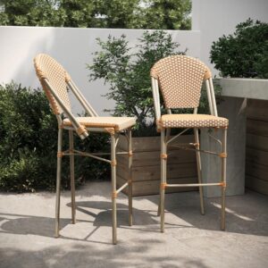 Bordeaux Set of 2 Stackable Indoor/Outdoor French Bistro 26" High Counter Height Stools