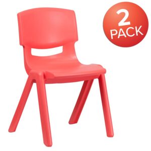 Furnish your classroom with safe seating for young students. No metal pieces makes these stack chairs ideal around energetic kids in elementary and middle school grades. Be prepared for additional kids hanging around the home in the living room or kids room by having stackable seating handy. The stackable plastic chairs are ideal for extra seating to keep around the home and stack away when no longer needed. Low in maintenance
