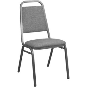This heavy-duty charcoal gray fabric-padded stackable chairs provide an excellent banquet chair option. Each banquet chair features durable