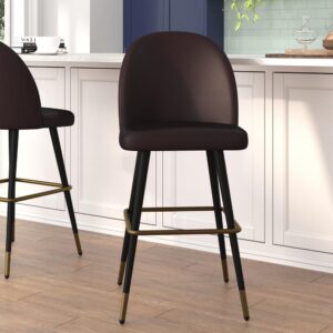 Add trending style and elegance to your home or business with this set of 2 commercial grade stools available in bar and counter heights. Boasting soft and durable LeatherSoft upholstery