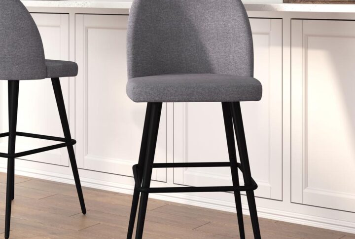 Add trending style and elegance to your home or business with this set of 2 commercial grade stools available in bar and counter heights. Boasting soft faux linen upholstery