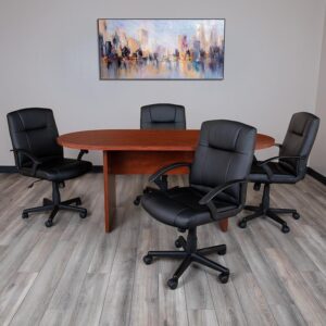 double-sided mobile white board to present details closer to participants. For larger meetings add side chairs around the conference room. No need to shop around when we've pulled together all the pieces you need. Whether you need to have regular team meetings or meet with clients this heavy-duty conference table set will help you pull off both.