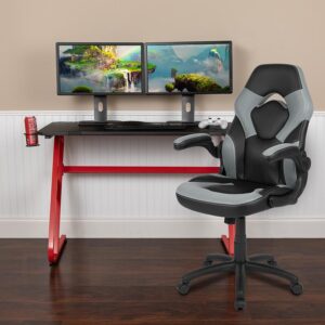 Let the games begin on this gaming desk and chair set. A sleek
