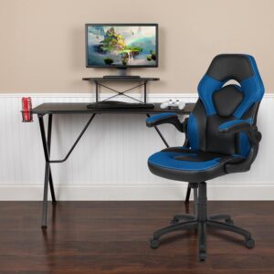 reducing neck strain. The black top gamers table has a grommet for cable management
