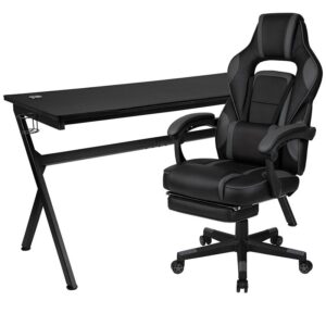 can hold up to two monitors and has two grommets for cable management. Always know where your headset is with the included headrest hook while you keep your desktop and pc gaming keyboard clear of accidental spills by placing hot and cold beverages in the cup holder. Your online followers will know that you're serious when they see you in your reclining gaming chair with footrest.