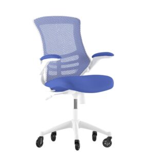 be completely comfortable in this ergonomic mesh back chair that features transparent