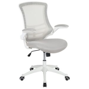 Break free from the norm of conventional office seating with this ultra-modern white frame office chair. The mesh back swivel ergonomic task office chair will exceed your needs in comfort and style. Beat those hot summer days with the ventilated mesh back behind you