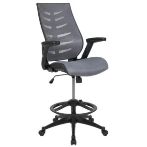 Make your daily tasks at work more pleasant with a high office chair designed especially for your high desk table needs. This tall task chair is ideal at sit-to-stand desks