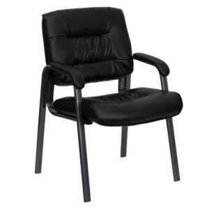 Make a great first impression when your customers or clients visit your place of business with this Black LeatherSoft Executive Side Reception Chair with Titanium Gray Metal Frame. It features a comfortable