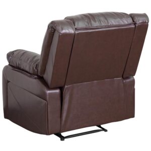 this recliner is the perfect complement to any contemporary living space. This brown recliner