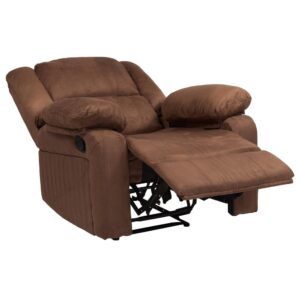 this recliner is the perfect complement to any contemporary living space. This brown recliner