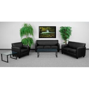 This collection will transform your reception area. This set will make an ideal choice in the office and as waiting room seating. The contemporary design of this furniture adapts in several different settings. This set features comfortable cushions