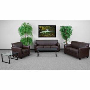 This collection will transform your reception area. This set will make an ideal choice in the office and as waiting room seating. The contemporary design of this furniture adapts in several different settings. This set features comfortable cushions