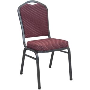 The top of the line Premium Burgundy-patterned Banquet Stack Chair with Silver Vein Frame features attractive