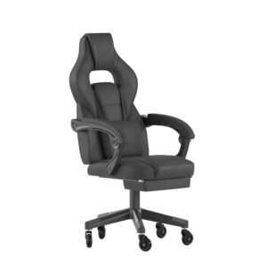 reclining gaming chair with massaging lumbar and updated rubber ball-bearing skate style wheels that will take your work