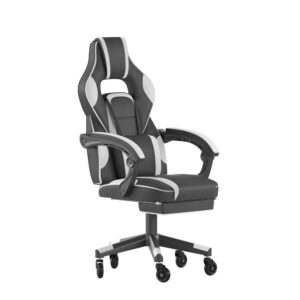 reclining gaming chair with massaging lumbar and updated rubber ball-bearing skate style wheels that will take your work