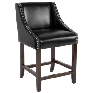 Bring warmth and comfort to your home while adding some world class elegance with this classically sophisticated black counter stool. Have breakfast at your kitchen island or hang out with friends around the dining room table in style. Boasting soft and durable LeatherSoft upholstery paired with decorative nail head trim