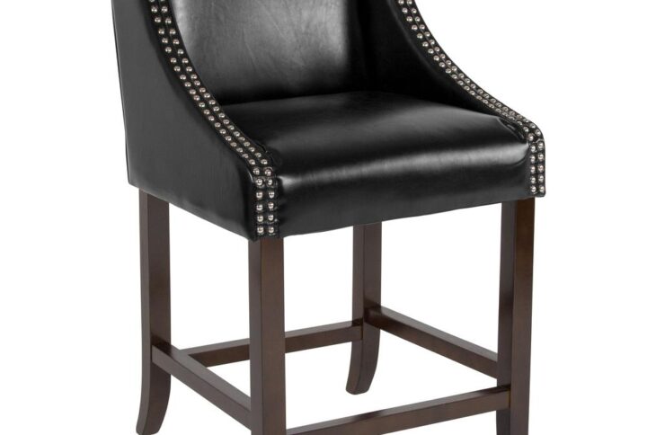 Bring warmth and comfort to your home while adding some world class elegance with this classically sophisticated black counter stool. Have breakfast at your kitchen island or hang out with friends around the dining room table in style. Boasting soft and durable LeatherSoft upholstery paired with decorative nail head trim