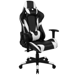 Gear up for game day any day of the week at your gaming computer desk or TV whenever you pull out this racing gaming chair. Designed to give you the ultimate gaming experience this computer game chair has a reclining back with adjustable lumbar support. If you need support