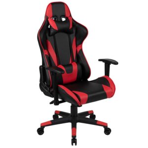 Gear up for game day any day of the week at your gaming computer desk or TV whenever you pull out this racing gaming chair. Designed to give you the ultimate gaming experience this computer game chair has a reclining back with adjustable lumbar support. If you need support