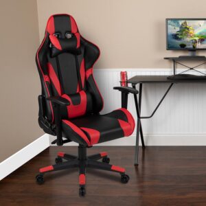 you have a headrest pillow and lumbar pillow that are adjustable and can be removed by unsnapping while the adjustable pivot arms offer pressure relief from your upper body. Gamers need ergonomic office chairs that'll keep them comfortable for many hours and this reclining gaming chair with adjustable lumbar support will provide optimal support. There's a separate lever to recline the back 87° ~ 145° while the lever underneath the seat controls the seat height and locks the chair in an upright position. You'll enjoy endless hours playing your favorite video games on this ergonomic PC chair. Now this is the way to get your game on