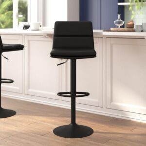 Modern style and luxurious finishings make this set of 2 adjustable height barstools the perfect seating for your home or business. Boasting attractive channel stitched detailing with soft and durable LeatherSoft upholstery