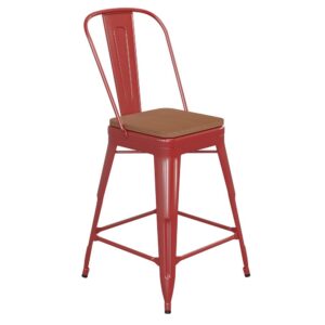 this metal stool performs in any environment. With a weather-resistant frame and all-weather polystyrene seat you can enjoy dining and socializing outdoors on your patio. Designed for commercial environments the steel frame is coated in a durable powder coat finish to endure in high traffic areas. With a 500 pound static weight capacity you'll be able to accommodate all visitors for as long as you're open for business. Whether you need bar furniture for your home or restaurant business you'll be more than pleased with the heavy-duty galvanized steel construction that will last for years. Assembly is easy and you can quickly convert your slat back stool to a backless stool with the removable backrest. Keep your new seating clean with water and a neutral detergent.