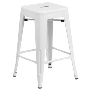 eatery or home with this colorful counter stool with growing popularity. This space-saving stool is stackable making it great for storing. This stool features a backless