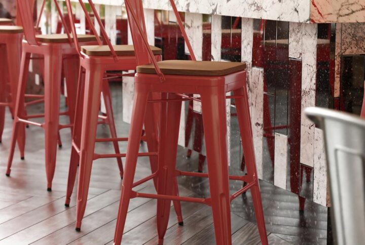 Sit down and chat for a while on these comfy bar stools around your kitchen island. Appealing in both modern and industrial spaces